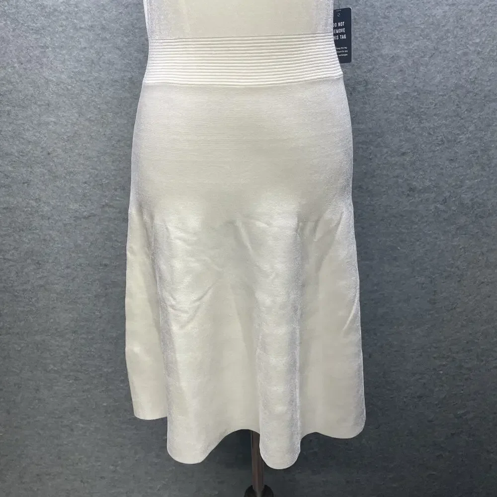 NWT Express Womens M Cream Tank Top Fit/Flare Knit Sweater Dress Midi Versatile